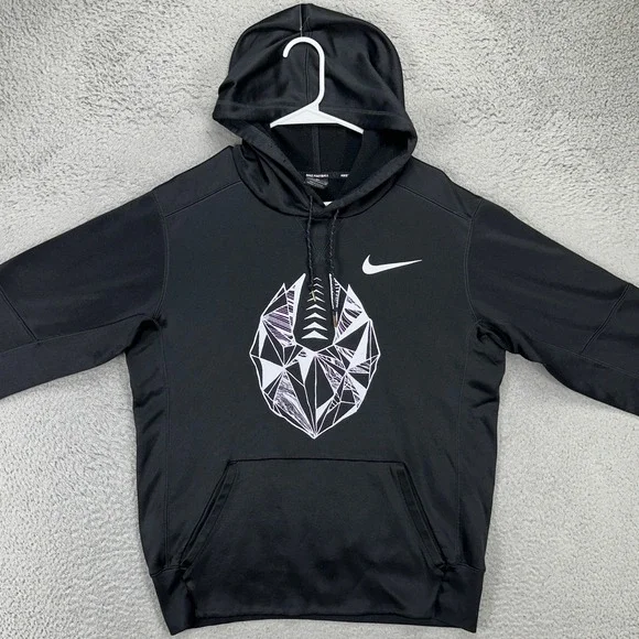 Nike Football Mens Hoodie Sweatshirt Small Black Drawstring Pocket Long Sleeve - Picture 3 of 10